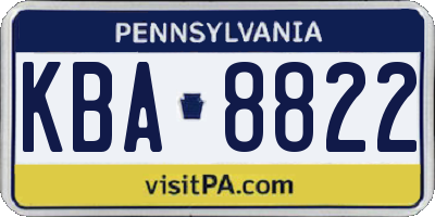 PA license plate KBA8822