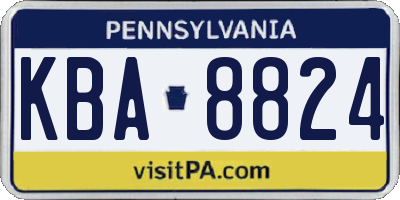 PA license plate KBA8824