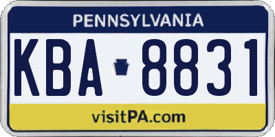 PA license plate KBA8831
