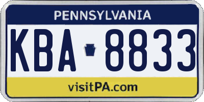 PA license plate KBA8833