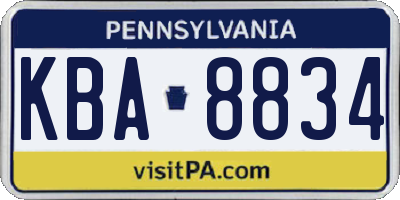 PA license plate KBA8834