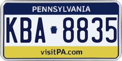 PA license plate KBA8835