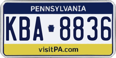 PA license plate KBA8836