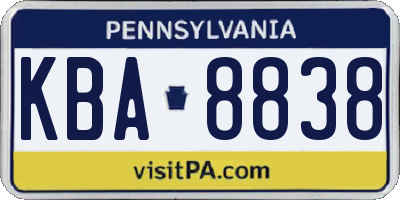 PA license plate KBA8838