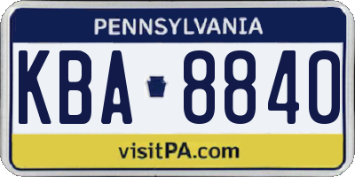 PA license plate KBA8840