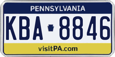 PA license plate KBA8846