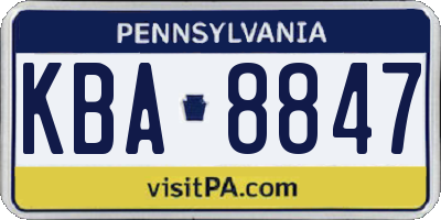 PA license plate KBA8847