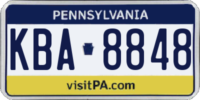 PA license plate KBA8848