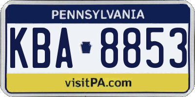 PA license plate KBA8853