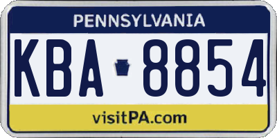 PA license plate KBA8854