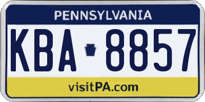 PA license plate KBA8857