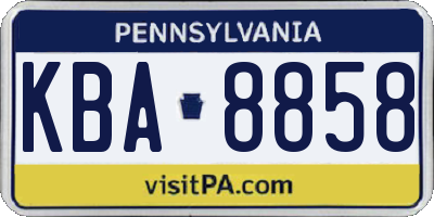 PA license plate KBA8858