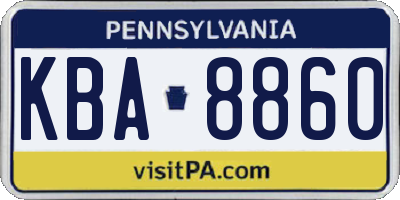 PA license plate KBA8860