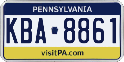 PA license plate KBA8861