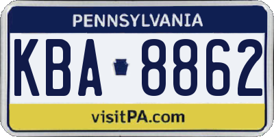 PA license plate KBA8862