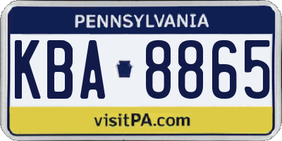 PA license plate KBA8865