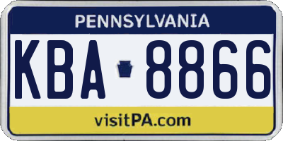 PA license plate KBA8866