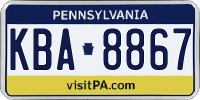PA license plate KBA8867