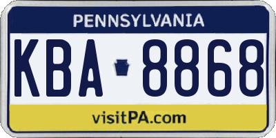 PA license plate KBA8868