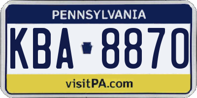 PA license plate KBA8870
