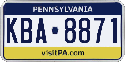 PA license plate KBA8871