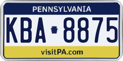 PA license plate KBA8875