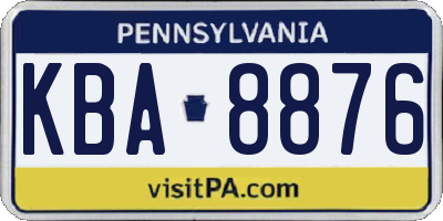 PA license plate KBA8876