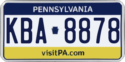 PA license plate KBA8878