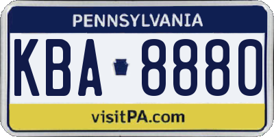 PA license plate KBA8880