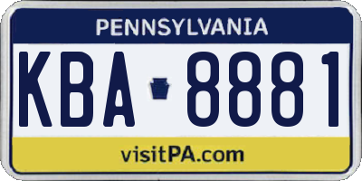 PA license plate KBA8881