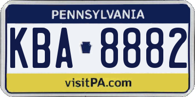 PA license plate KBA8882