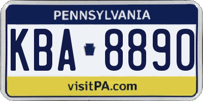 PA license plate KBA8890