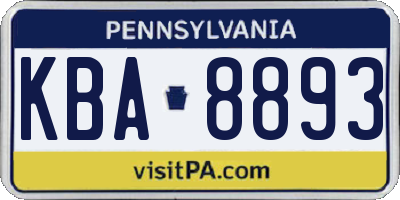 PA license plate KBA8893