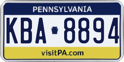 PA license plate KBA8894