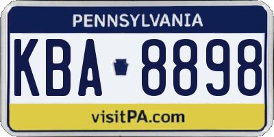 PA license plate KBA8898
