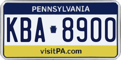 PA license plate KBA8900