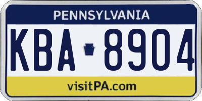 PA license plate KBA8904
