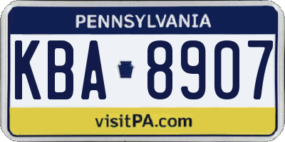 PA license plate KBA8907