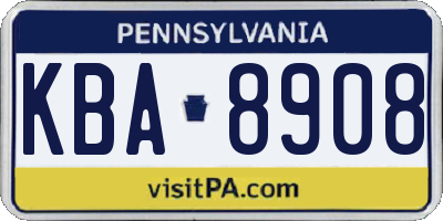 PA license plate KBA8908