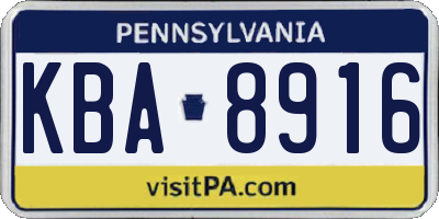 PA license plate KBA8916