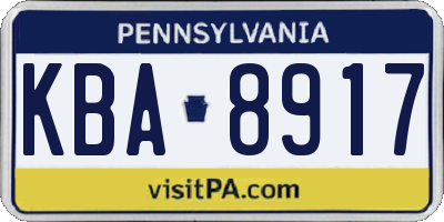 PA license plate KBA8917