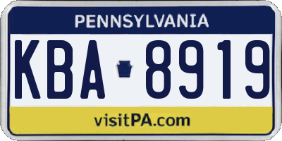 PA license plate KBA8919