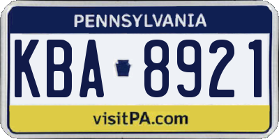 PA license plate KBA8921