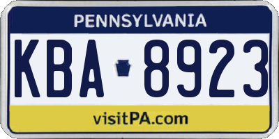 PA license plate KBA8923