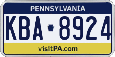 PA license plate KBA8924