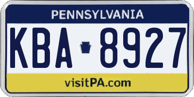 PA license plate KBA8927