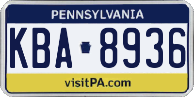 PA license plate KBA8936
