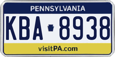 PA license plate KBA8938