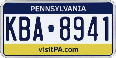 PA license plate KBA8941