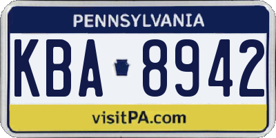 PA license plate KBA8942